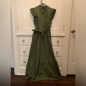 Who What Wear olive green cotton maxi dress size Small with pockets